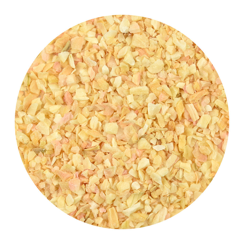 Bulk White Onion Minced on a white background