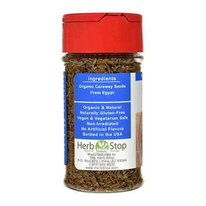 Organic Caraway Seeds spice jar on a white background