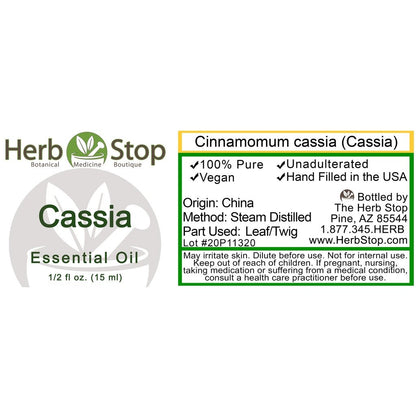 Cassia Essential Oil Label