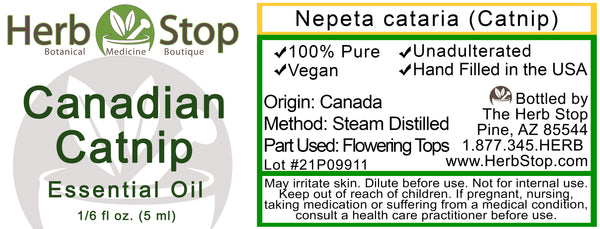 Canadian Catnip Essential Oil Label