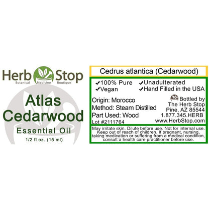 Atlas Cedarwood Essential Oil Label
