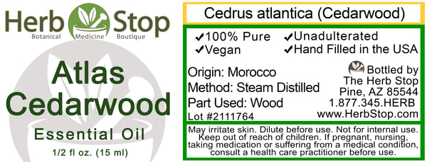 Atlas Cedarwood Essential Oil Label