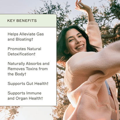 Woman outdoors with key benefits of Charcoal Binder Complete