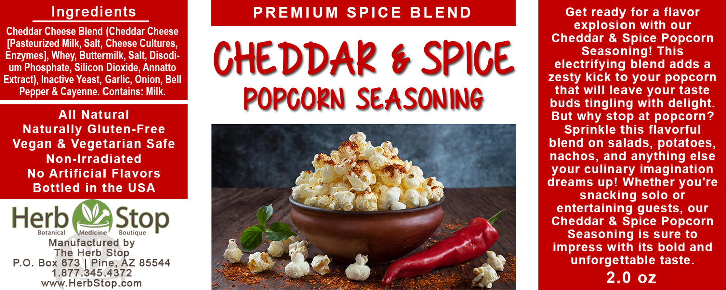 Cheddar & Spice Popcorn Seasoning Label