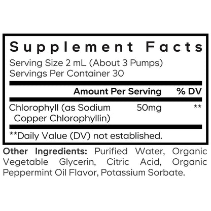 Supplement Facts for Liquid Chlorophyll by Codeage