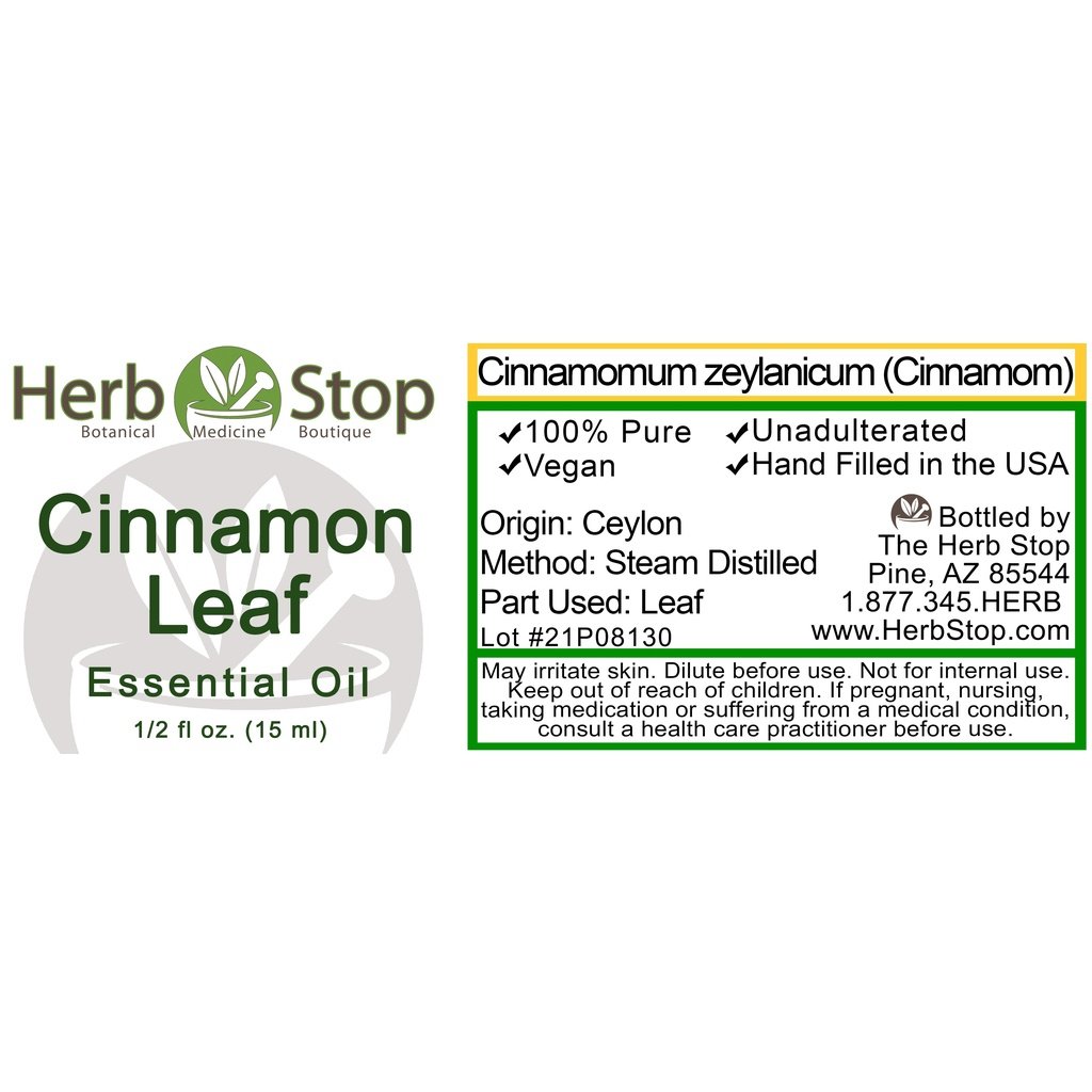 Cinnamon Leaf Essential Oil Label