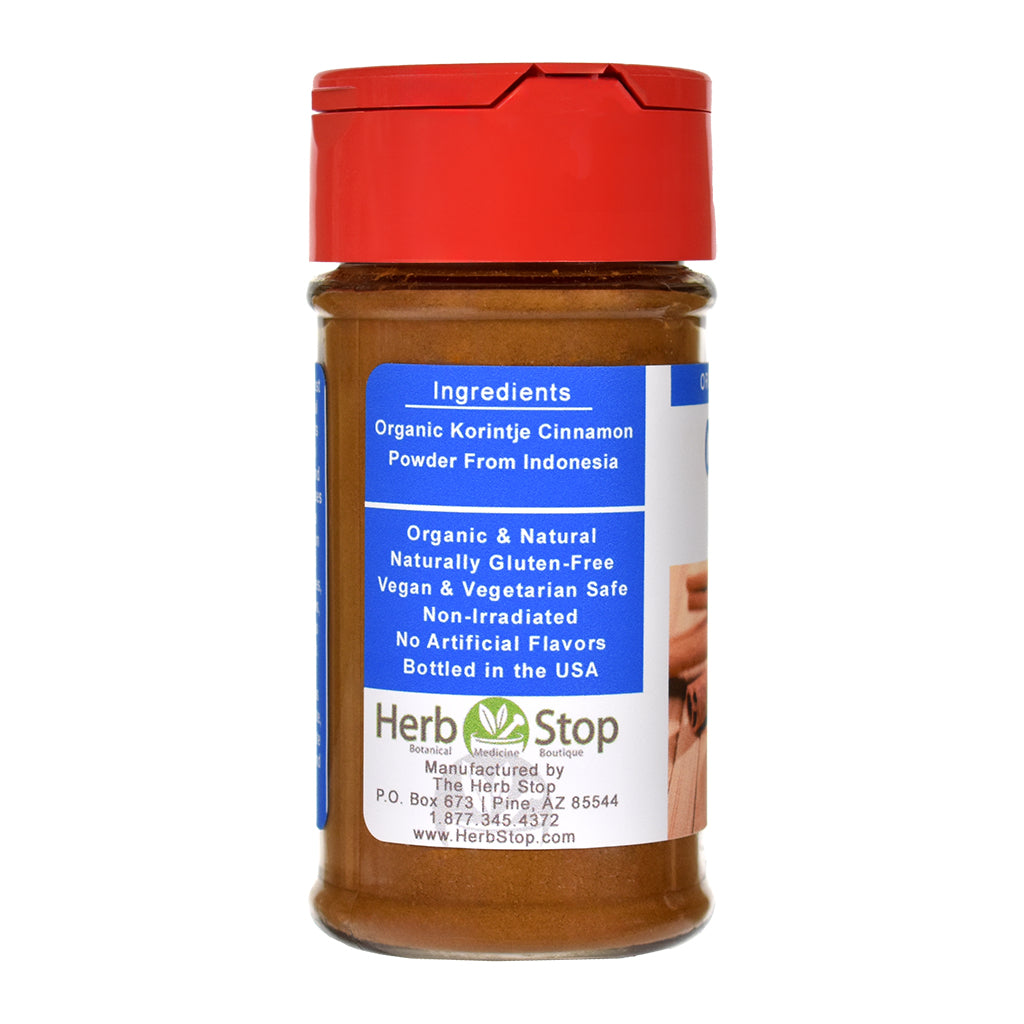 Organic Korintje Cinnamon Powder Spice Jar with a red lid
