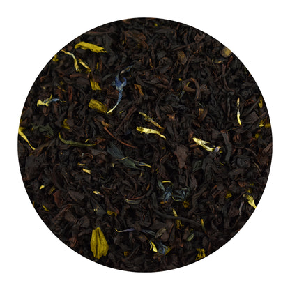 Close-up of Citrus Grey Black Tea on a white background