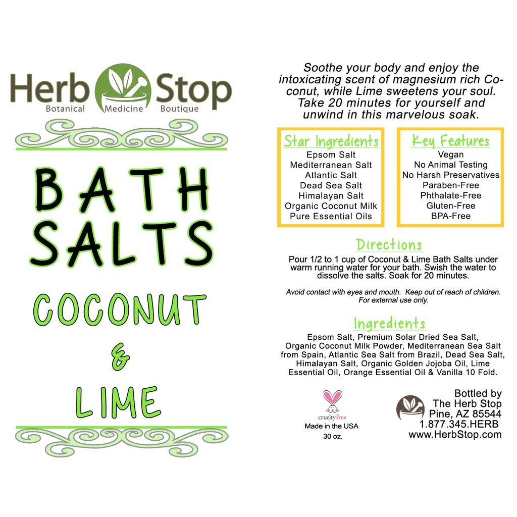 Coconut & Lime Bath Salts Label
