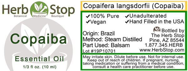 Copaiba Essential Oil Label