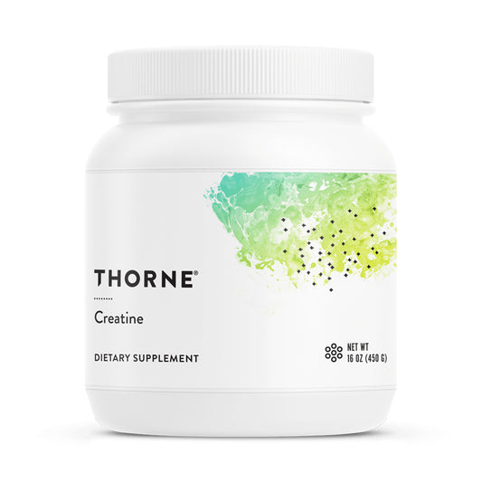 Thorne Creatine dietary supplement container on a white background