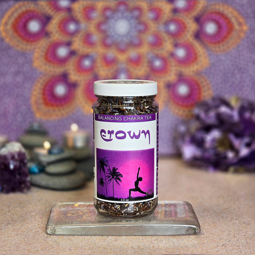 Crown Chakra Tea Jar with a mandala and stones