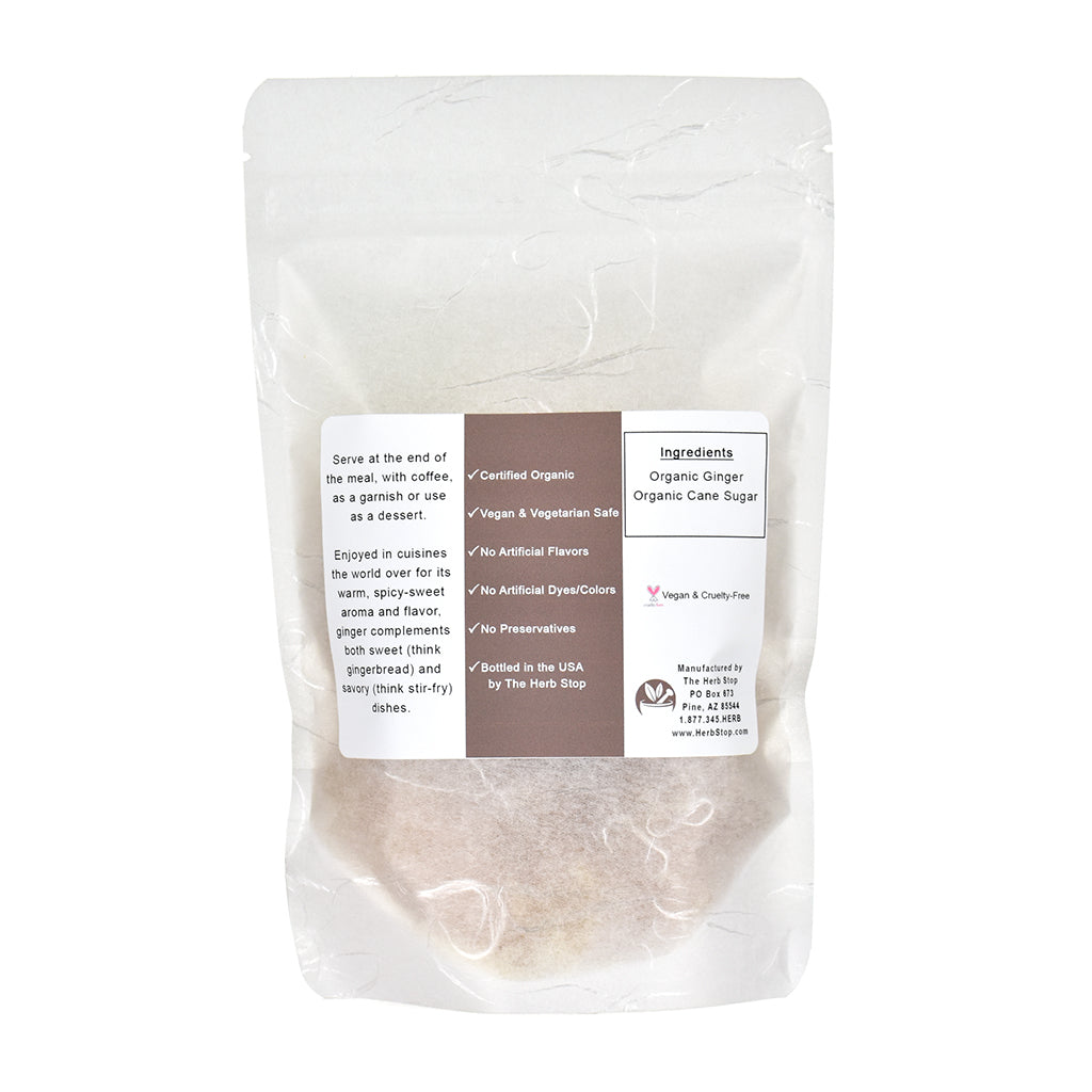 Back of bag of Crystallized Ginger chunks