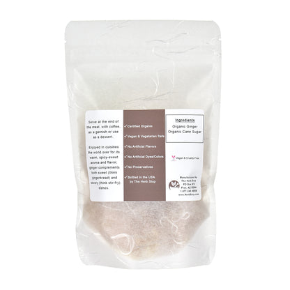 Back of bag of Crystallized Ginger chunks