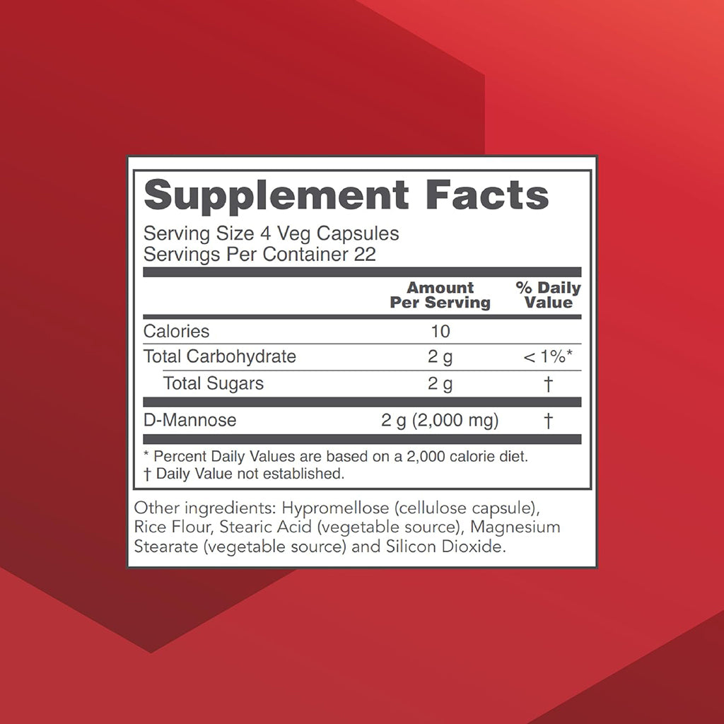 Protocol For Life Balance D-Mannose Capsules Supplement Facts