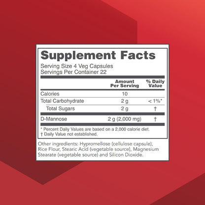Protocol For Life Balance D-Mannose Capsules Supplement Facts
