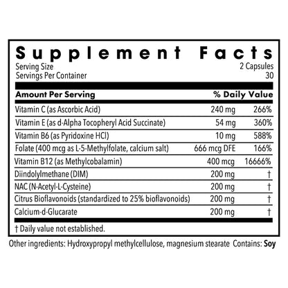 Dim Complex supplement facts label with various vitamins and nutrients listed on a white background