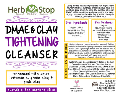 DMAE & Clay Tightening Cleanser Label