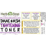 DMAE & MSM Tightening Toner Label