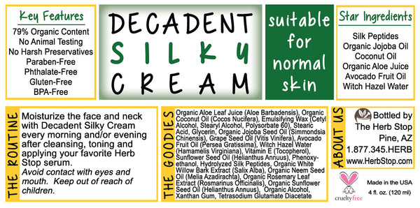 Decadent Silky Cream Label