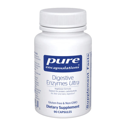 Bottle of Pure Encapsulations Digestive Enzymes Ultra supplement on a white background