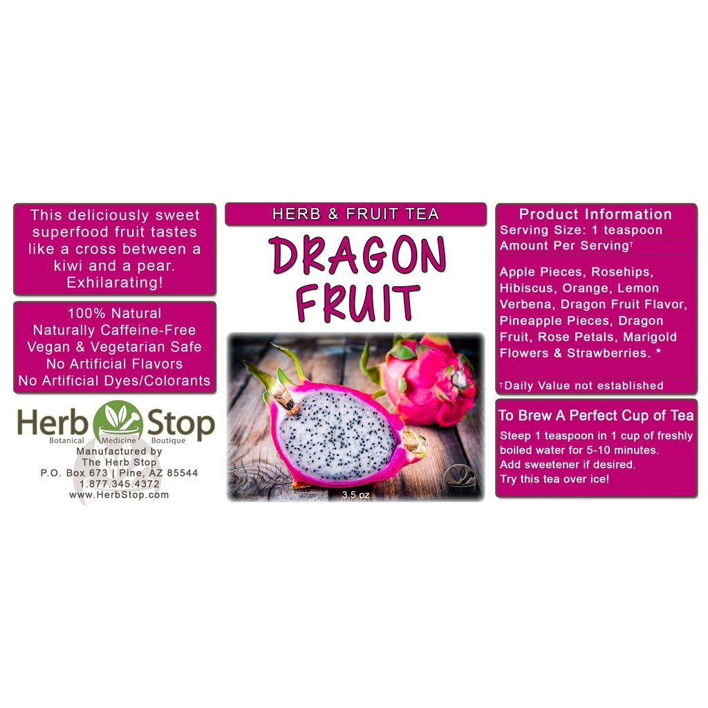 Dragon Fruit Loose Leaf Herb & Fruit Tea Label