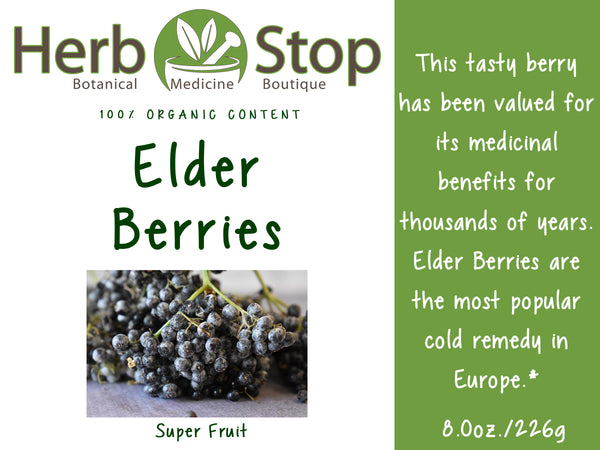 Organic Elder Berries Label - Front
