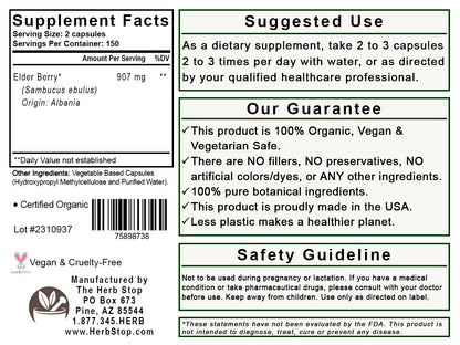 Elder Berry Capsules Label - Back