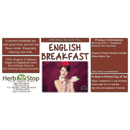 Organic English Breakfast Loose Leaf Black Tea Label
