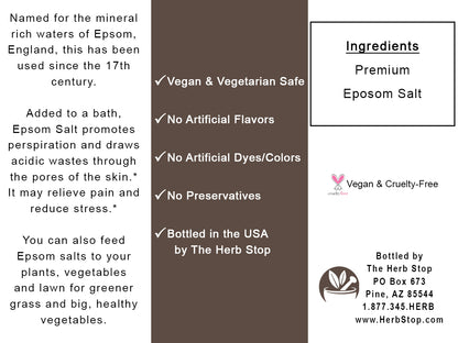 Premium Epsom Salt Label - Back