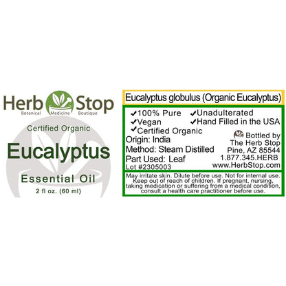 Organic Eucalyptus Essential Oil Label