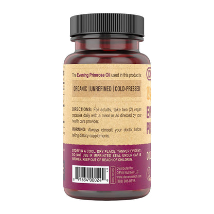 Evening Primrose Oil supplement bottle with label on a white background