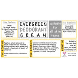 Evergreen Deodorant Cream Label