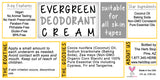Evergreen Deodorant Cream Label