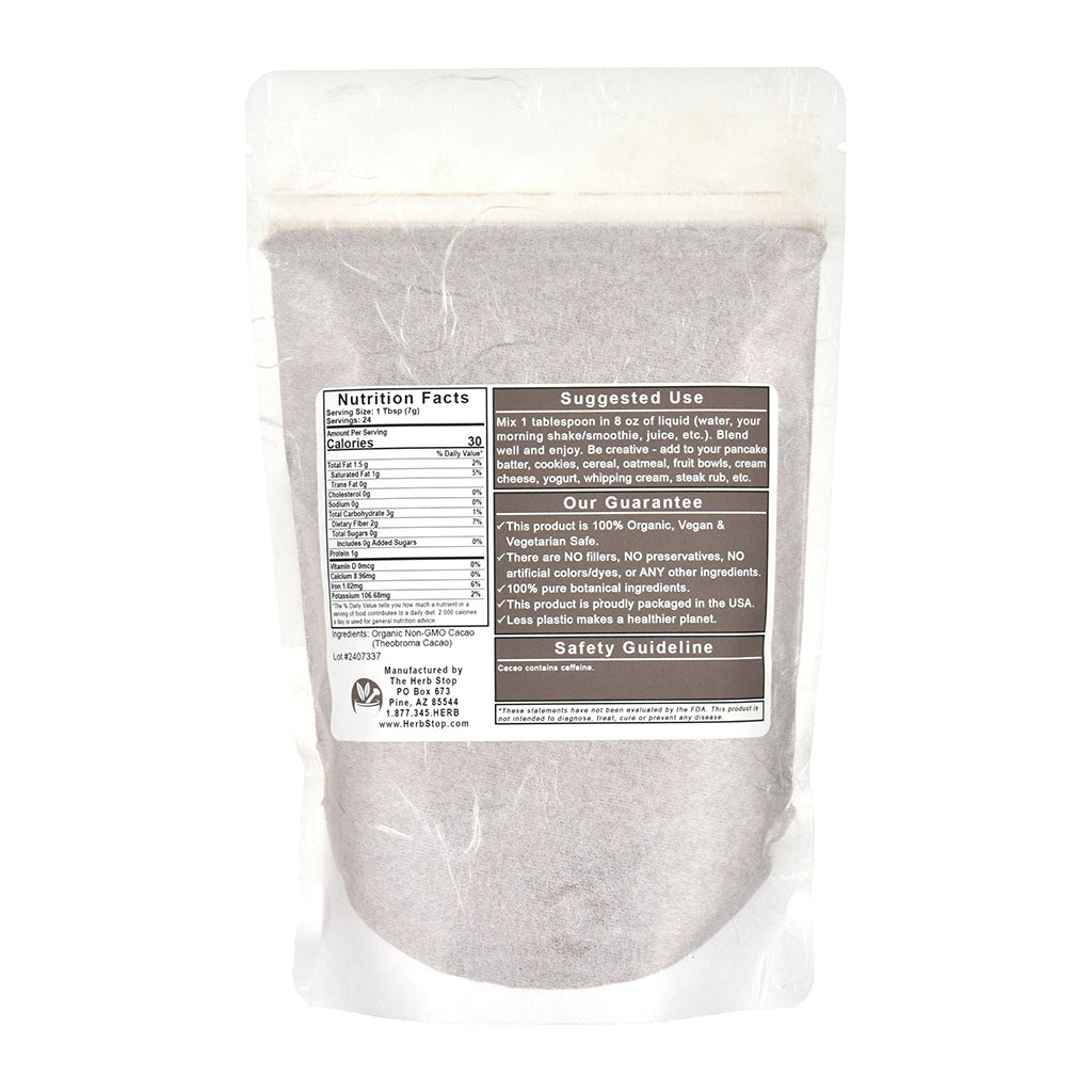Extra Rich Cacao Powder Bag - Back