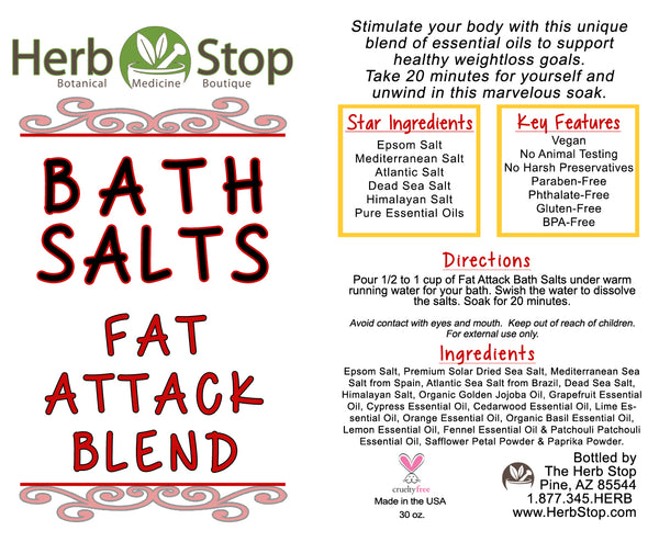 Fat Attack Blend Bath Salts Label