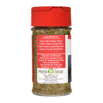 Game Spice Rub jar with red lid and label on a white background