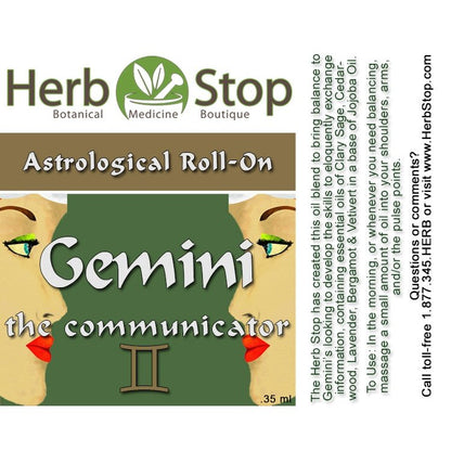 Gemini Aromatherapy Roll-On Label