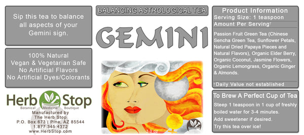 Gemini Loose Leaf Astrological Tea Label