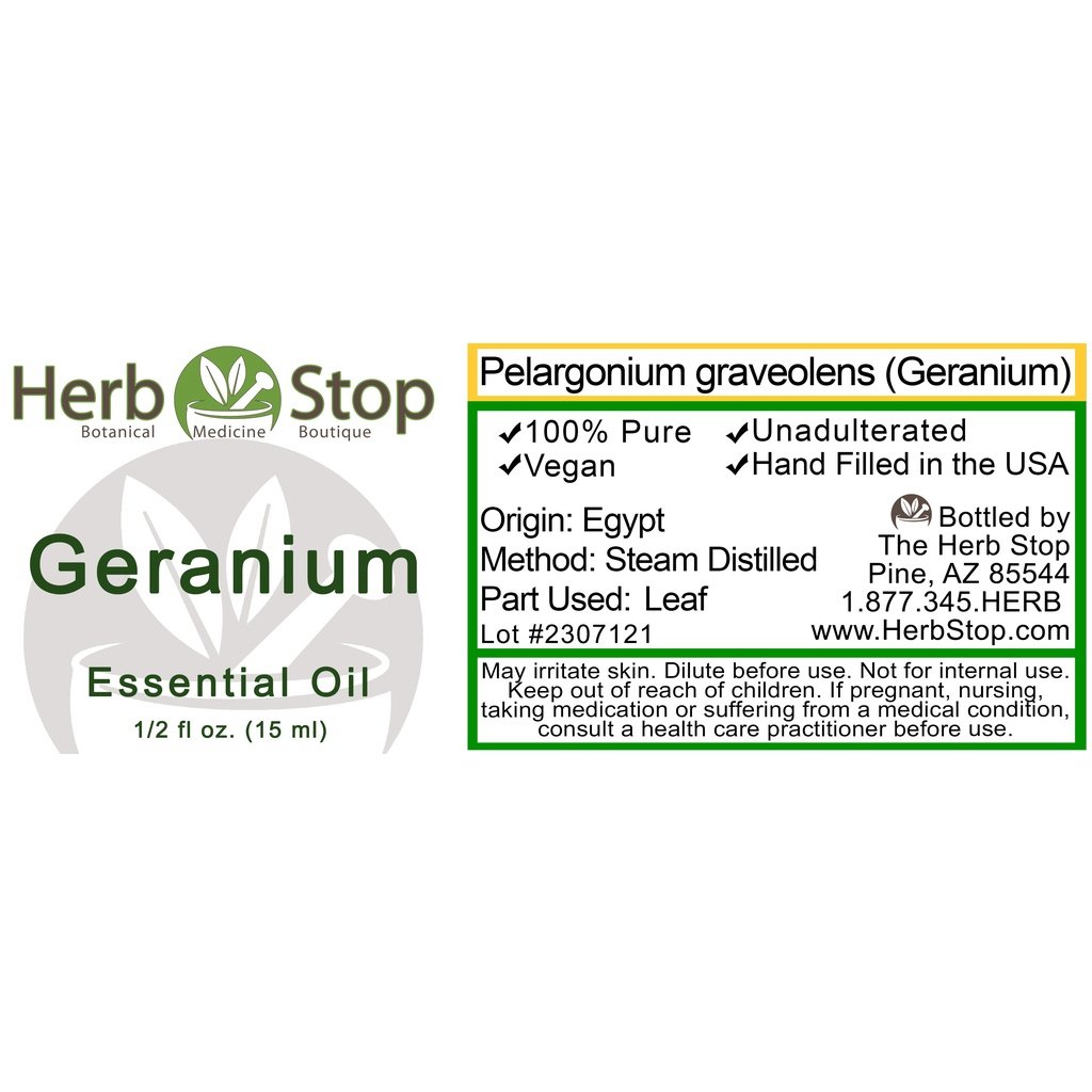 Geranium Essential Oil Label
