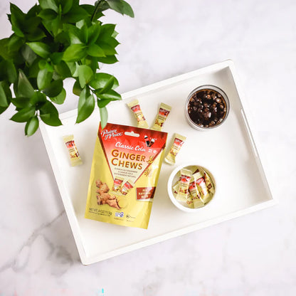 Prince of Peace Classic Cola Ginger Chews with cola drink scene