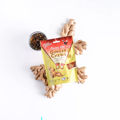 Prince of Peace Classic Cola Ginger Chews with cola drink