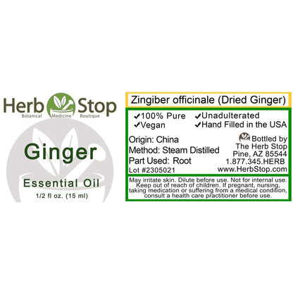 Ginger Essential Oil Label