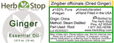 Ginger Essential Oil Label