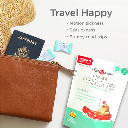 The Ginger People Ginger Rescue Hard Ginger Lozenges Travel Happy