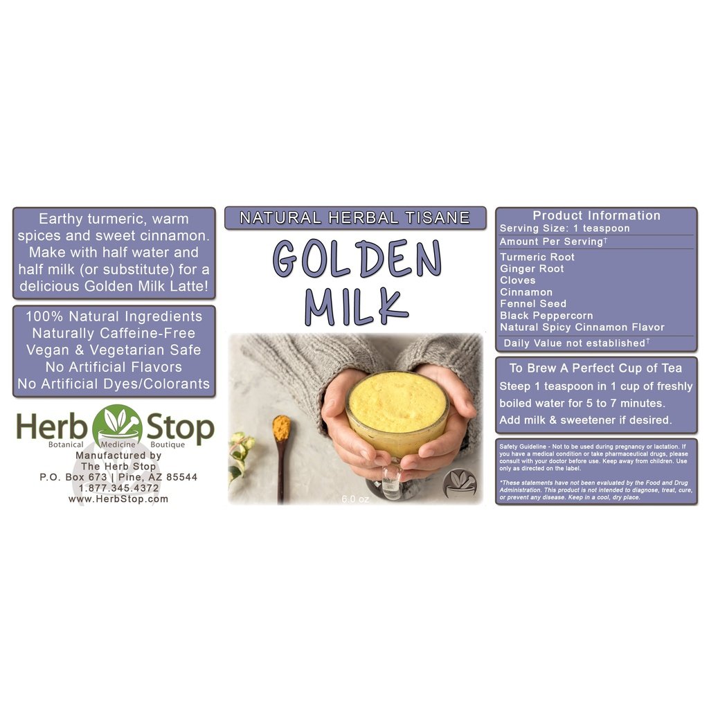 Golden Milk Loose Leaf Herbal Tea Label
