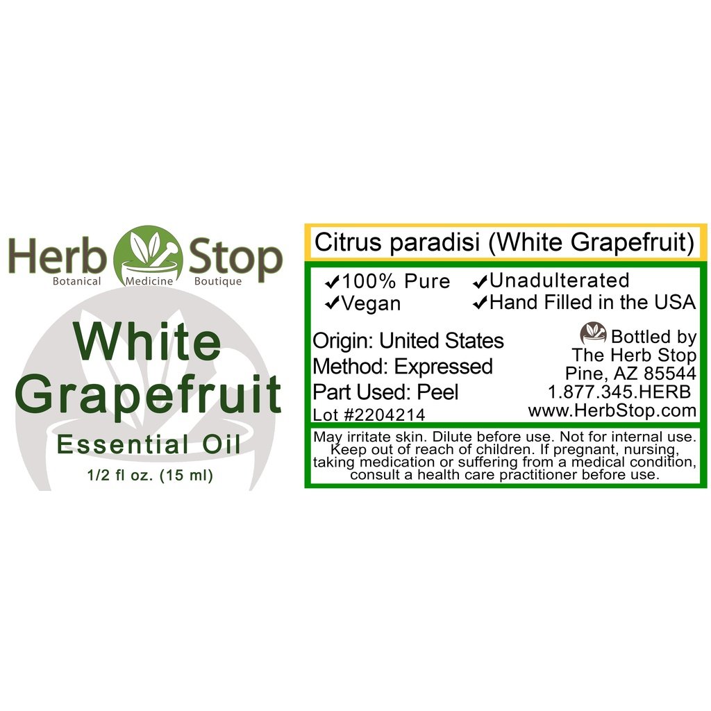 White Grapefruit Essential Oil Label
