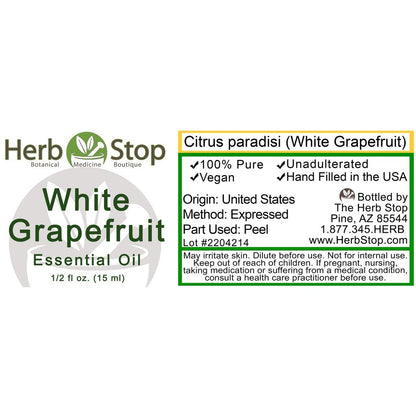 White Grapefruit Essential Oil Label
