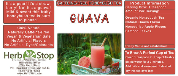 Guava Loose Leaf Honeybush Tea Label