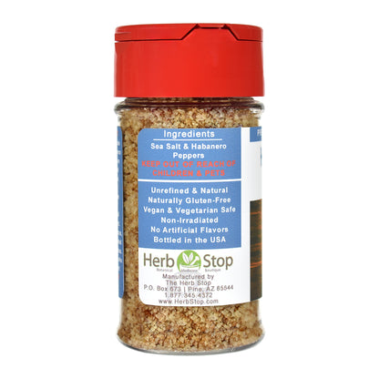 Habanero Salt spice jar with red lid and visible label on a white background